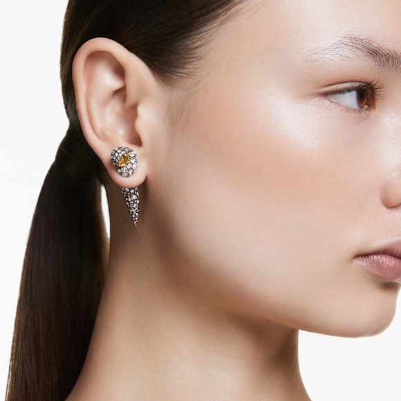 Pendants d'oreilles Idyllia, Design asymétrique, Coupe ronde, Coquillage, Blanches, Finition mix de métal - Swarovski, 5684082