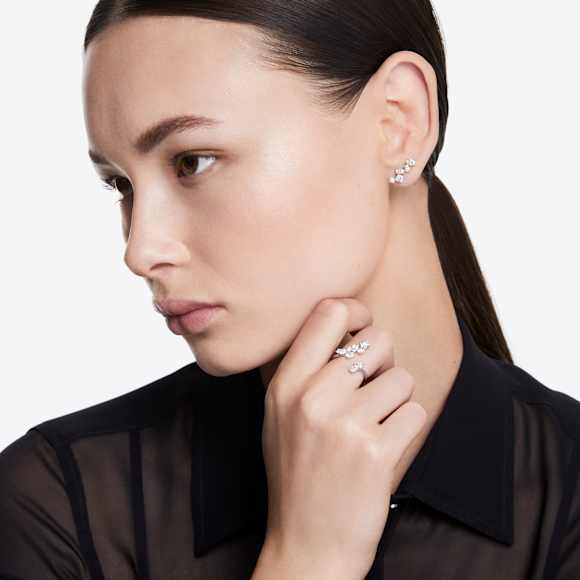 Galaxy ear cuffs, Lab-grown diamonds 1.25 ct tw, Mixed shapes, 14K white gold - Swarovski, 5684307
