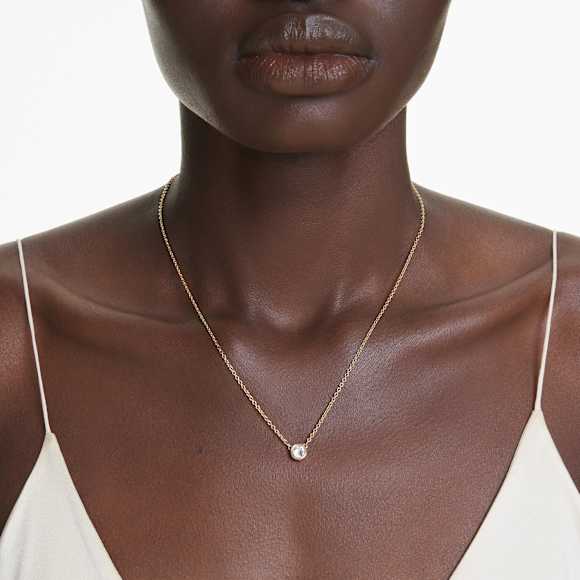 Imber pendant, Round cut, White, 18K gold finish - Swarovski, 5684511