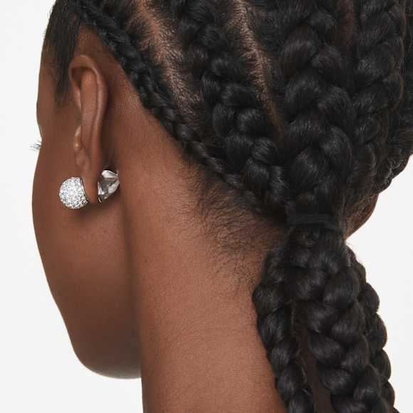 Brincos stud Lucent, Pavé, Esfera, Branco, Lacado a ródio - Swarovski, 5686483