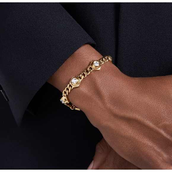 Numina bracelet, Round cut, White, Gold-tone plated - Swarovski, 5687701