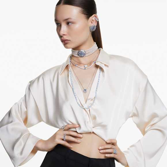 Idyllia ペンダント, 貝, ブルー, ロジウム・プレーティング | Swarovski