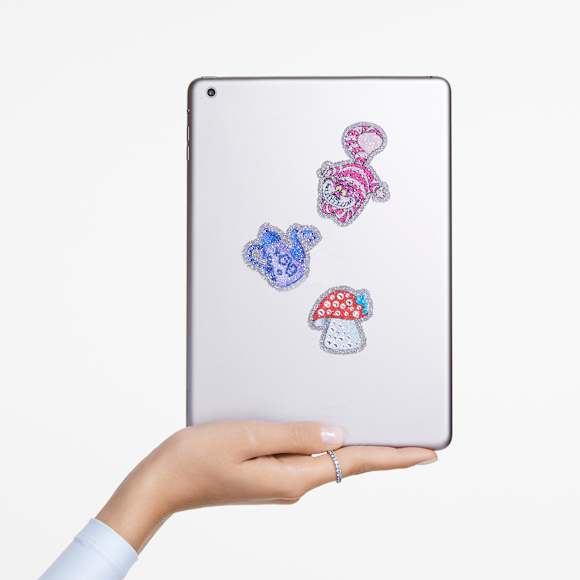 Alice in Wonderland removeable stickers, Cat, teapot, playing card and mushroom, Multicoloured - Swarovski, 5689428