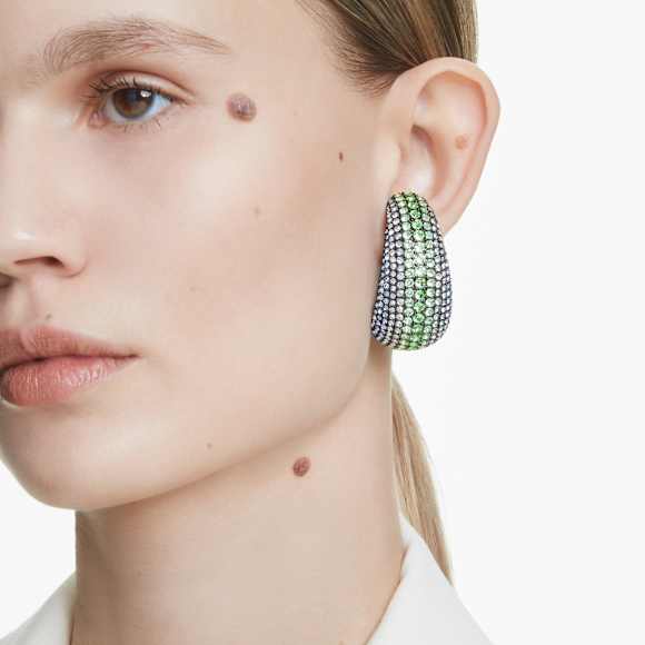 Sublima clip earrings, Round cut, Large, Multicolored, Ruthenium plated - Swarovski, 5689592
