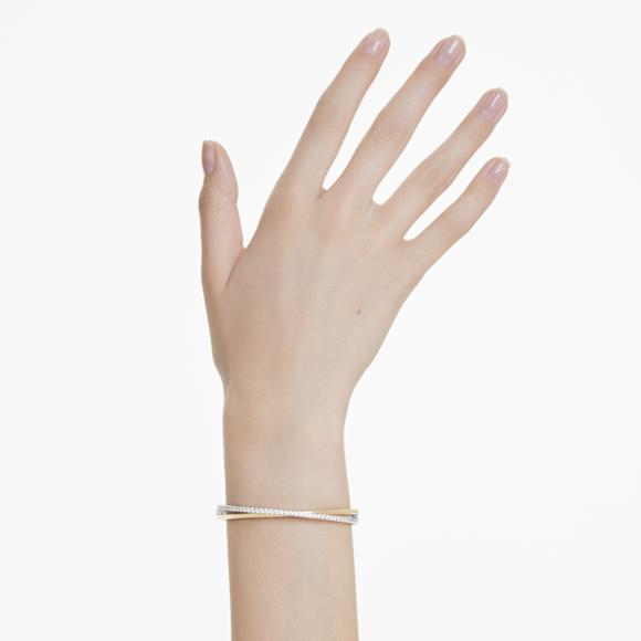Bracciale rigido Hyperbola, Taglio Round, Bianco, Mix di finiture - Swarovski, 5689722