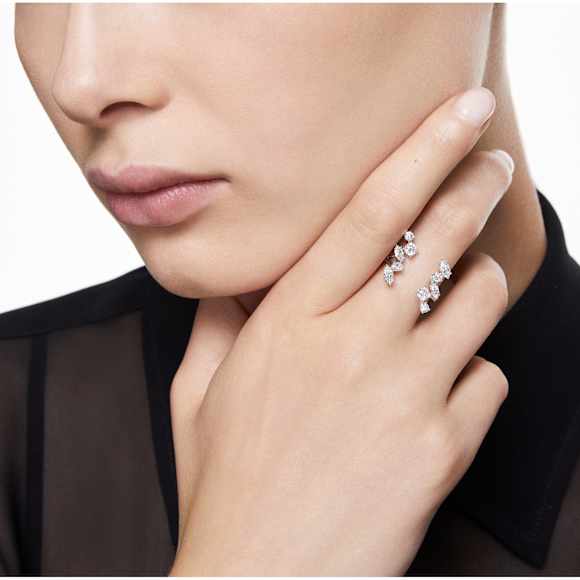 Galaxy open ring, Lab-grown diamonds 1.25 ct tw, Mixed shapes, 18K white gold - Swarovski, 5690404