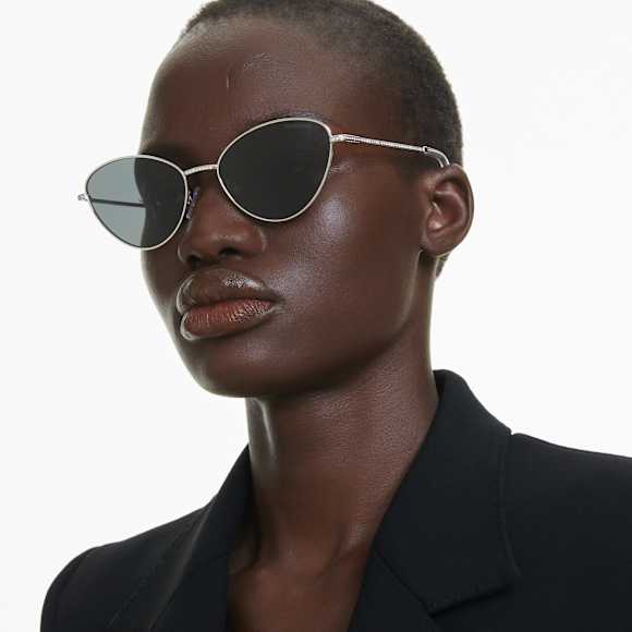 Sunglasses, Cat-Eye shape, SK7014, Black - Swarovski, 5691657