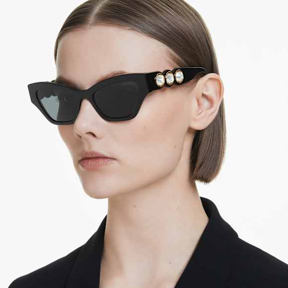 Sunglasses, Cat-eye shape, Black - Swarovski, 5691693