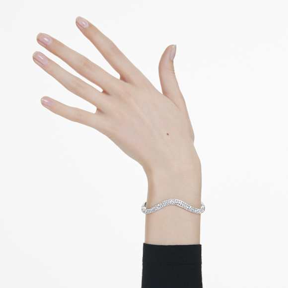Sublima bangle, Round cut, White, Rhodium plated - Swarovski, 5692104