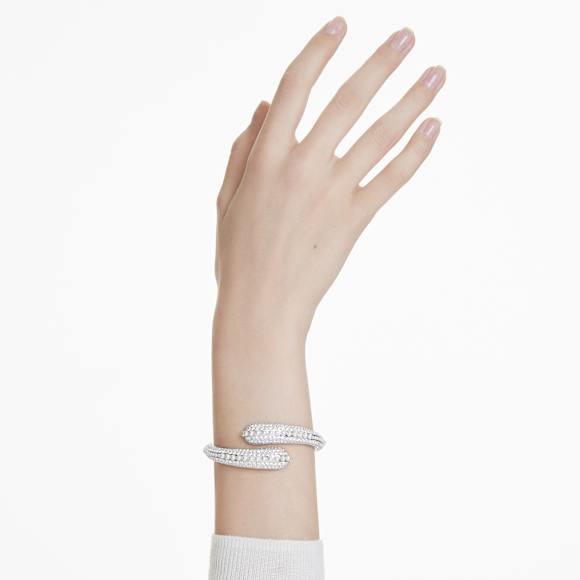 Sublima cuff, Crystal pearl, Round cut, White, Rhodium plated - Swarovski, 5692106