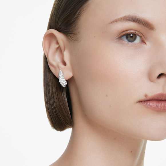 Sublima csepp alakú fülbevaló, Kristálygyöngy, Körmetszéses, Kicsi, Fehér, Ródium bevonattal - Swarovski, 5692107
