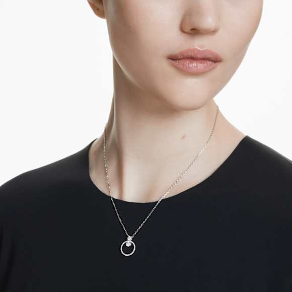Constella จี้สร้อยคอ, ฝังแบบพาเว่, เจียระไนทรงกลม, ขาว, เคลือบโรเดียม - Swarovski, 5692261