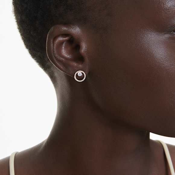 Constella bedugós fülbevaló, Körmetszéses, Fehér, 18 kt-os rózsaarany bevonat - Swarovski, 5692263