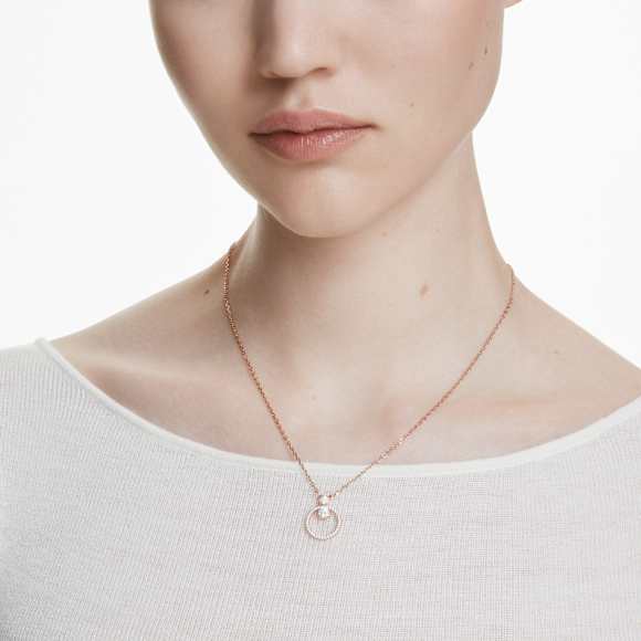 Pandantiv Constella, Pavé, Tăietură rotundă, Alb, Finisaj din aur roz de 18k - Swarovski, 5692266