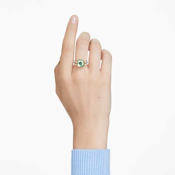Chroma ring, Cushion cut, Multicolored, Gold-tone plated - Swarovski, 5692500
