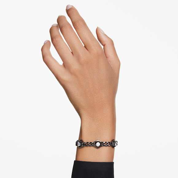 Numina bracelet, Round cut, Black, Ruthenium plated - Swarovski, 5692605