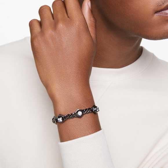 Numina bracelet, Round cut, Black, Ruthenium plated - Swarovski, 5692605