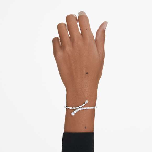 Matrix bracelet, Mixed cuts, White, Rhodium plated - Swarovski, 5693154