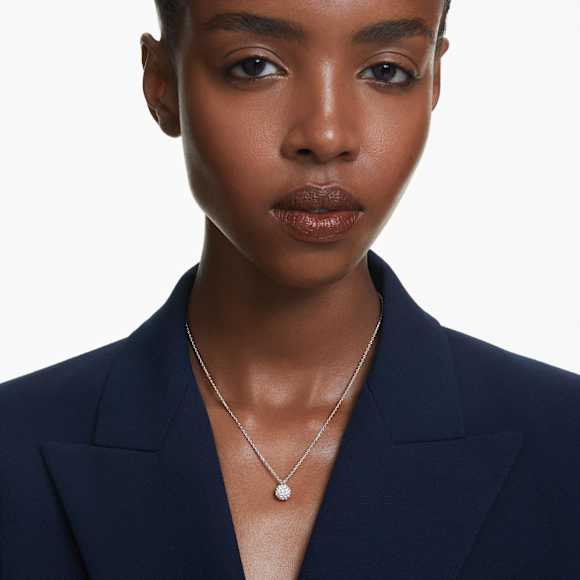Dextera pendant, Round cut, Sphere, White, Rhodium plated - Swarovski, 5693206