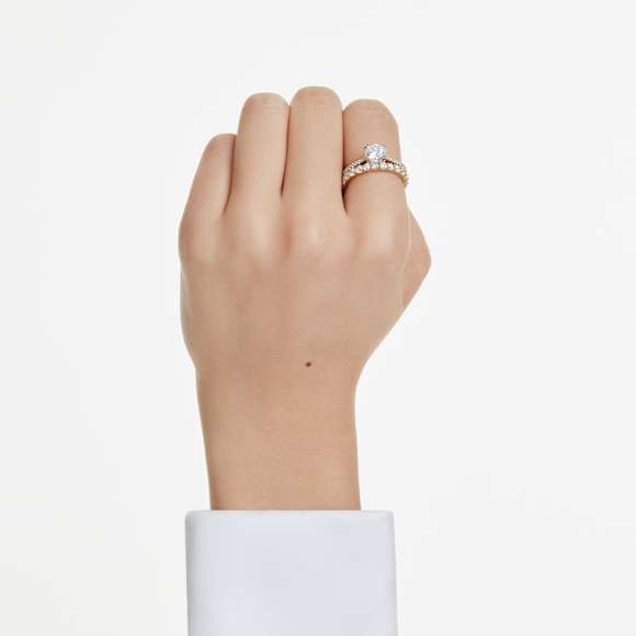 Stilla Ring, Set (2), Rundslipade, Vit, 18K guldfinish - Swarovski, 5693506
