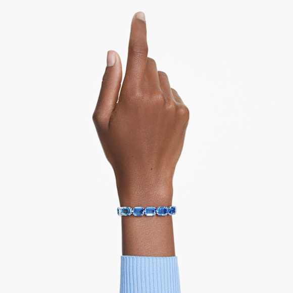 Pulseira Millenia, Lapidação octogonal, Gradiente de cor, Azul, Lacado a ródio - Swarovski, 5694135