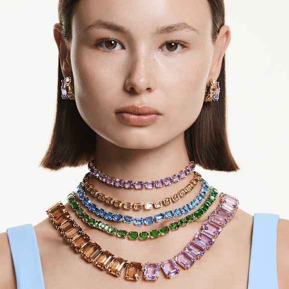 Naszyjnik Millenia, Szlif ośmiokątny, Przejście tonalne, Niebieski, Powłoka z rodu - Swarovski, 5694136