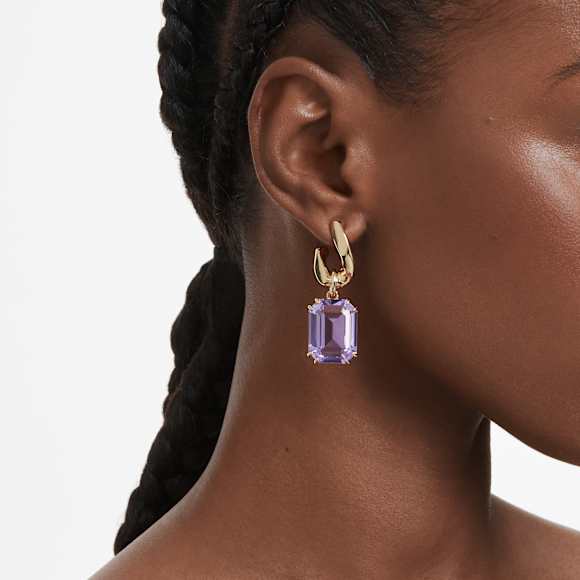 Pendientes Millenia, Talla octogonal, Morado, Acabado en oro de 18 quilates - Swarovski, 5694784