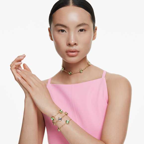 Chroma strandage, Octagon cut, Multicolored, Gold-tone plated - Swarovski, 5695863