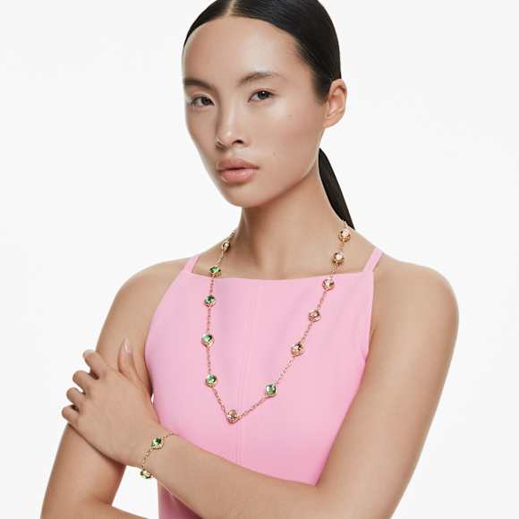 Chroma strandage, Octagon cut, Multicolored, Gold-tone plated - Swarovski, 5695863