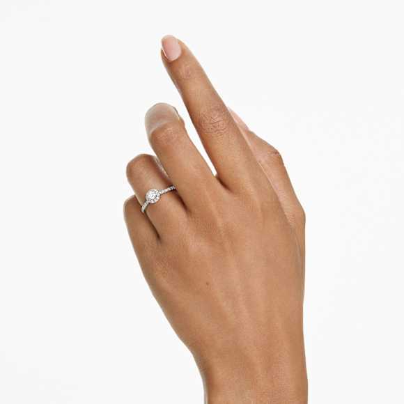 Anello solitario halo Eternity, Diamanti creati in laboratorio 0,45 ct tw, Forma rotonda, Argento sterling - Swarovski, 5697126