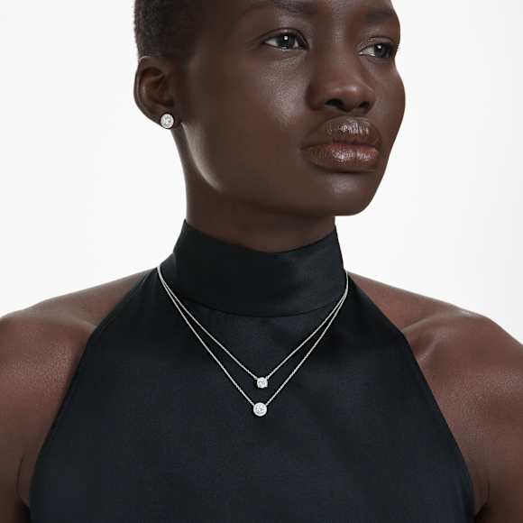 Eternity pavés szolitermedál, Laboratóriumi gyémántok 0,59 ct tw, Kerek, 18K fehérarany - Swarovski, 5697769