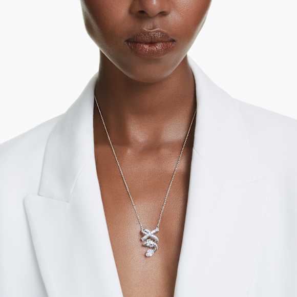 Hyperbola pendant, Mixed cuts, White, Rhodium plated - Swarovski, 5698547