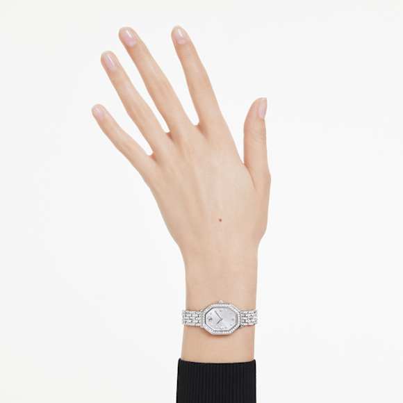 Dextera Octagon watch, Swiss Made, Metal bracelet, Silver Tone, Stainless steel - Swarovski, 5698690