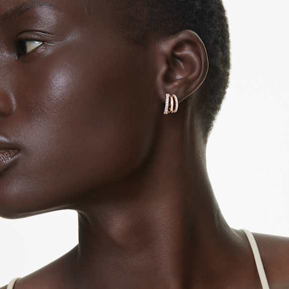 Hyperbola hoop earrings, Mixed cuts, Mini, White, Rose gold-tone plated - Swarovski, 5698702