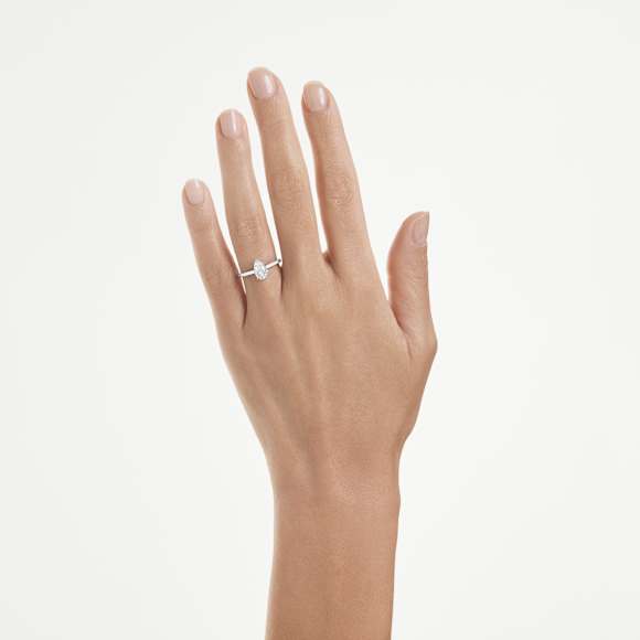 Anel solitário Eternity, Diamantes criados em laboratório 1 ct tw, Forma de pera, Ouro branco de 14 quilates - Swarovski, 5699051