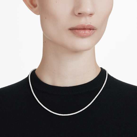 Eternity Tennis necklace, Lab-grown diamonds 7 ct tw, Round shape, 18K white gold - Swarovski, 5699133