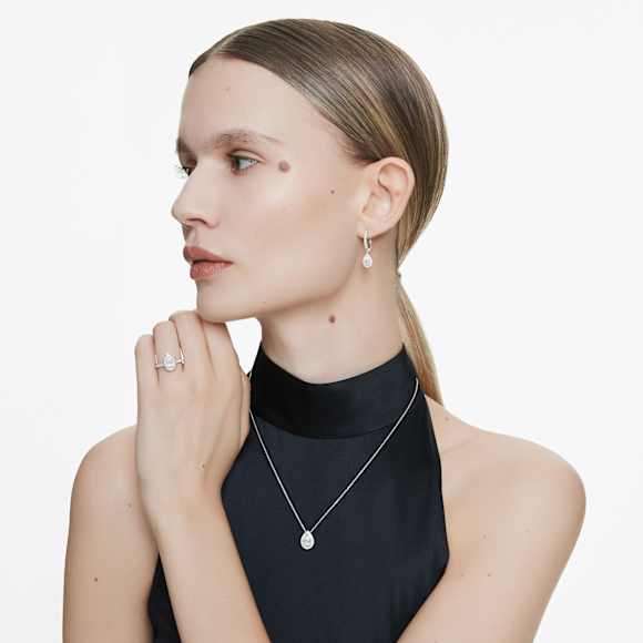 Eternity 드롭 이어링, 랩 그로운 다이아몬드 1.25ct tw, 페어 쉐입, 18K 화이트 골드 - Swarovski, 5699186