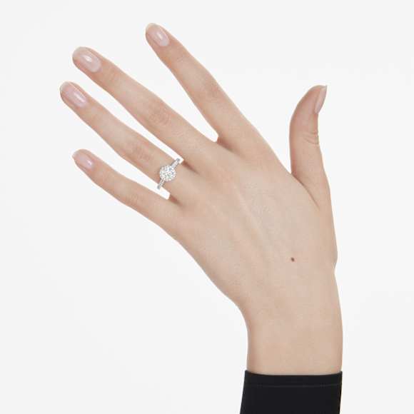 Anel solitário com halo Eternity, Diamantes criados em laboratório 1.33 ct tw, Modelo redondo, Ouro branco de 18 quilates - Swarovski, 5699187