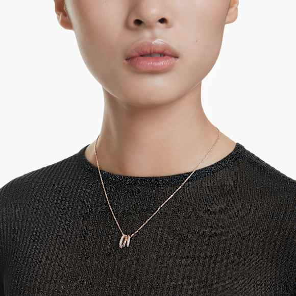 Hyperbola pendant, Mixed cuts, White, 18K rose gold finish - Swarovski, 5701494