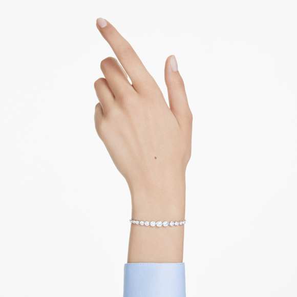 Braccialetto Imber, Tagli arrotondati misti, Bianco, Placcato rodio - Swarovski, 5705451