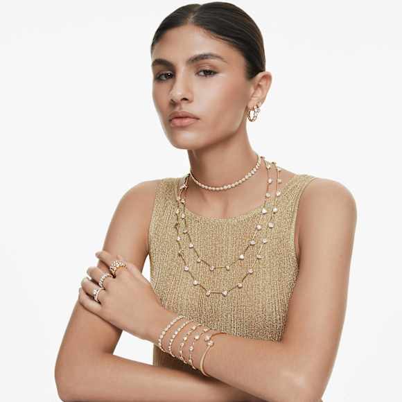 Imber Tennis 네크리스, 마그네틱 클로저, 믹스 컷, 화이트, 골드 톤 플래팅 - Swarovski, 5705481