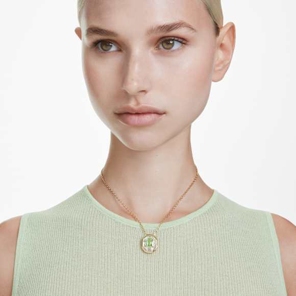 Chroma pendant, Octagon cut, Green, Gold-tone plated - Swarovski, 5705580