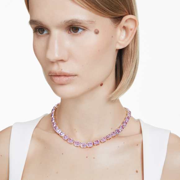 Collana Millenia, Taglio ottagonale, Viola, Finitura oro 18K - Swarovski, 5705754
