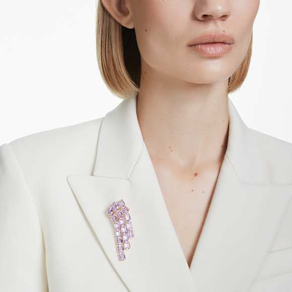Millenia Brosche, Oktagon-Schliff, Violett, Goldlegierungsschicht - Swarovski, 5705756
