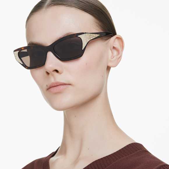 Sunglasses, Cat-eye shape, SK6029, Brown - Swarovski, 5706559
