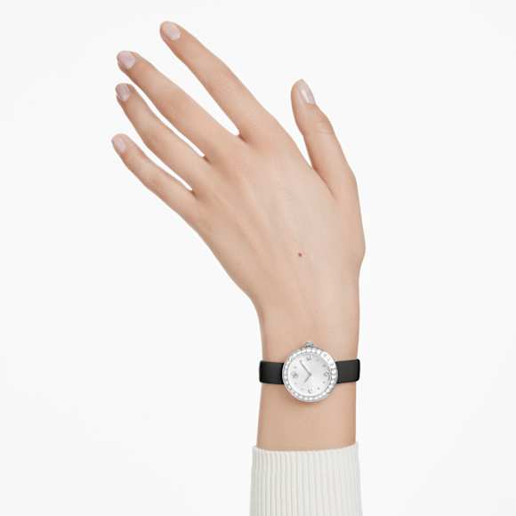 Matrix tennis Uhr, Schweizer Produktion, Lederarmband, Schwarz, Edelstahl - Swarovski, 5706663