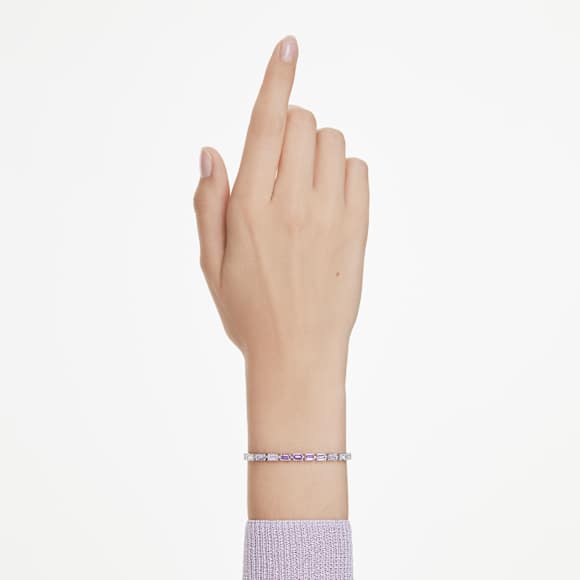 Matrix Tennis Armband, Baguette-Schliff, Violett, Rhodiniert - Swarovski, 5707199
