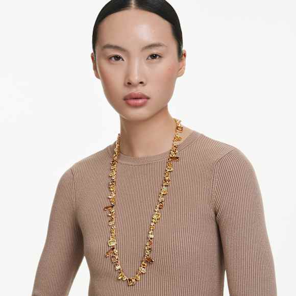 Gema lange Halskette, Verschiedene Schliffe, Gelb, Goldlegierungsschicht - Swarovski, 5708709