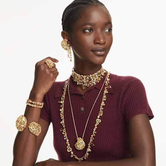 Gema strandage, Mixed cuts, Yellow, Gold-tone plated - Swarovski, 5708709
