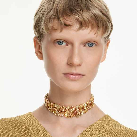 Ras-de-cou Gema, Tailles variées, Jaune, Doré à l’or 18 carats (750/1000) - Swarovski, 5708713
